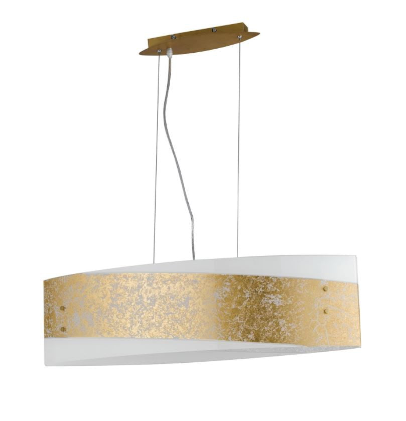 Sospensione in vetro bianco con decori foglia oro/argento 4XE27 non incl. PARIS Sospensione in vetro bianco con decori foglia oro/argento 4XE27 non incl. PARIS